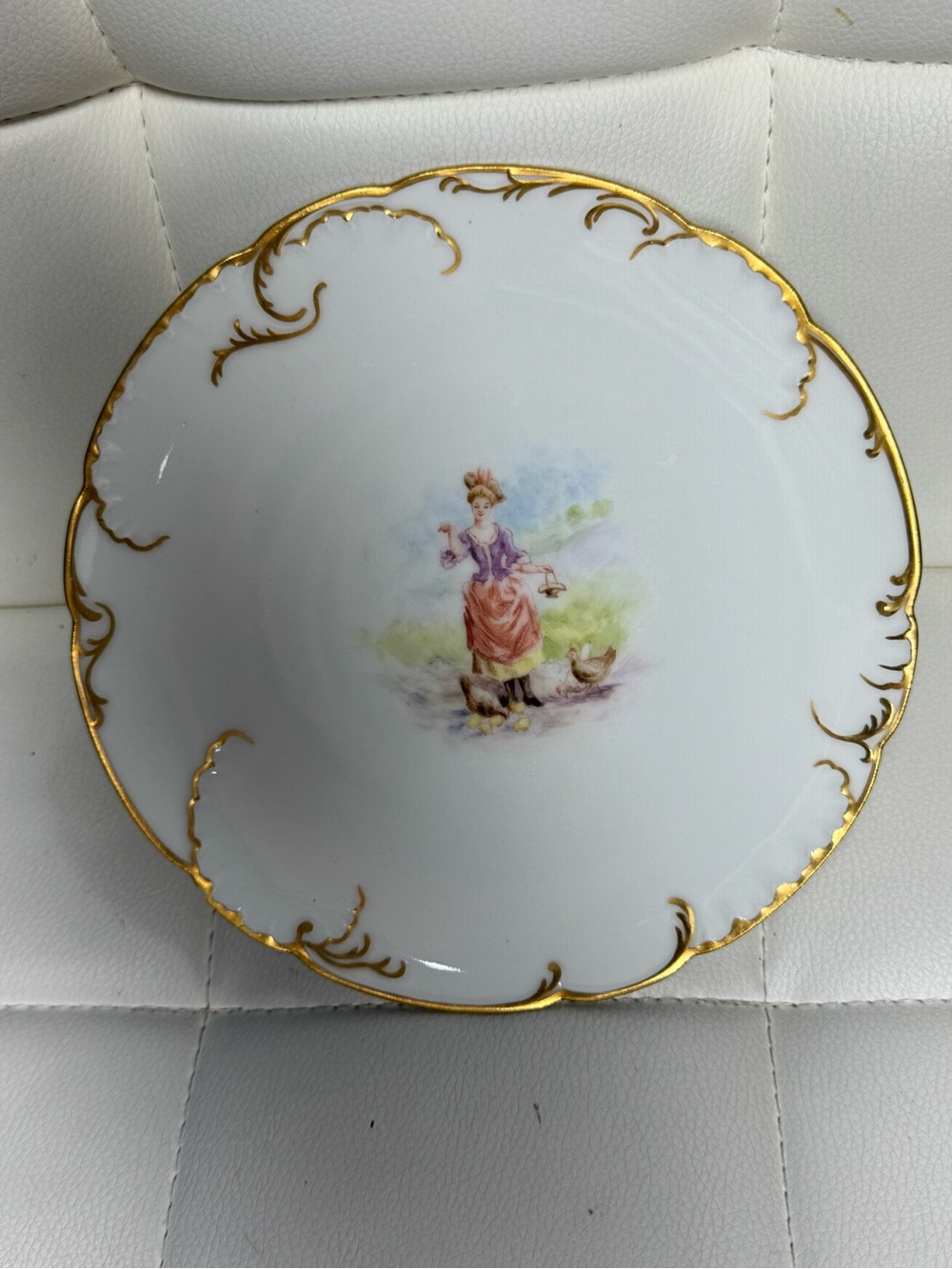 Antique H&C L France Limoges
Porcelain Plate with Courting Scene and Gold Trim